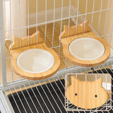 Cat Ceramic Bowl Dog Food Bowl Pet Wire Cage Removable Feeder Crate Feeding Crock Water Dish for Puppy Rabbit