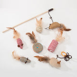 7 Style/1 Set Cat Toy Hemp Rope Interactive Stick Funny Cats Toys Kitten Mouse Fishing Game Wand Feather Pet Supplies Accessory