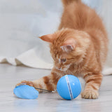Smart Cat Interactive Toy Colorful LED Self Rotating Ball With Catnip Bell and Feather Toys USB Rechargeable Cat Kitten Ball Toy
