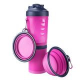 Portable 2 in 1 Pet Folding Water Bottle Food Container With Folding Silicone Pet Bowl Outdoor Travel Dog Cat Feeder Cup Bowl