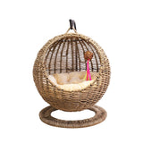 Rattan Cat Bed Handmade Cat House Round Pet Hammock Warm Cushion Home Creative Woven Pet Bed Nest Cat Supplies Sleeping Mat Cave