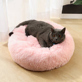 Rownfur Soft Dog Bed Washable Long Plush Pet Bed Round Dog House For Little Medium Large Pets Cat Round Kennel  Sleeping Bag