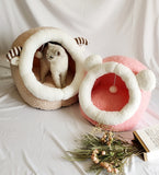 Cat Bed Dog House Cozy Calming Foldable Fleece Tent Cave Nest Hood Beds for Small Medium Pets Washable Warming Sleeping Kennel
