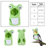 Frog Shape Cute Pet Parrot Outfit Winter Coat Warm Cozy Hooded Bird Fleece Cotton Clothes Lovely Bird Exotic Costume Style