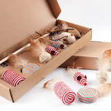 7pc/set Funny Cat Stick Interesting Interactive Cat Toy with Bell Mouse Feather Cat Toy Kitten Chew Toy Interactive Stick