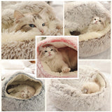 Dog Bed Round Plush Cat Warm Bed House Soft Long Plush Pet Dog Bed For Small Dogs Cat Nest 2 In 1 Cat Bed Cushion Sleeping Sofa