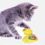 Funny Cat Toy Spinning Windmill with LED Ball ＆Catnip Scratch Hair Brush Intelligence Training Suction Cup Cats Spinner Toy