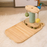 Wooden Cat Scratching Post Sisal Scratcher Toy with 2/3 Layer Tracks Spinning Cat ToysTurntable with Interactive Balls