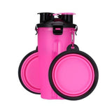 Portable 2 in 1 Pet Folding Water Bottle Food Container With Folding Silicone Pet Bowl Outdoor Travel Dog Cat Feeder Cup Bowl