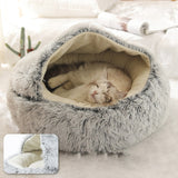 Dog Bed Round Plush Cat Warm Bed House Soft Long Plush Pet Dog Bed For Small Dogs Cat Nest 2 In 1 Cat Bed Cushion Sleeping Sofa