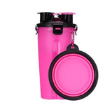 Portable 2 in 1 Pet Folding Water Bottle Food Container With Folding Silicone Pet Bowl Outdoor Travel Dog Cat Feeder Cup Bowl