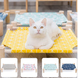 Elevated Cat Bed House Cat Hammocks Bed Wood Canvas Cat Lounge Bed for Small Rabbit Cats Dogs Durable Canvas Pet House Supplies
