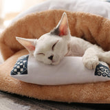 Winter Warm Pet Dog Cave Bed Soft Fleece Washable Removable for Cat Puppy Japanese Style Sleeping Bag Cushion House