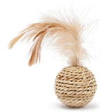 2pcs Cat Toy Pet Rattan Ball Cat Toy Funny Faux Feather Cat Bell Ball Kitten Playing Interactive Ball Toys for Cats