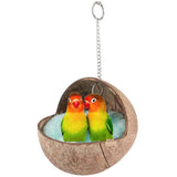 Practical Coconut Shell Bird Nest House Bed with Warm Pad for Parrot Parakeet Hamster Rat Mice Chinchilla Cage Toy Nesting Box