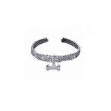 Bone-shaped Pendant Cat Dog Collar Rhinestone Inlay Dog Necklace Pet Collar Mixed Color Elastic Jewelry Collar Dog Accessories
