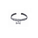 Bone-shaped Pendant Cat Dog Collar Rhinestone Inlay Dog Necklace Pet Collar Mixed Color Elastic Jewelry Collar Dog Accessories