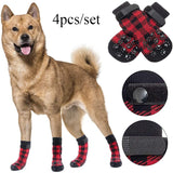 4pcs/set Dog Shoes English Printed Outwear Booties Adjustable Classic Breathable Four Seasons Large Size Pet Supplies