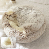Dog Bed Round Plush Cat Warm Bed House Soft Long Plush Pet Dog Bed For Small Dogs Cat Nest 2 In 1 Cat Bed Cushion Sleeping Sofa