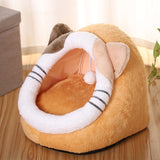 Cat Bed Dog House Cozy Calming Foldable Fleece Tent Cave Nest Hood Beds for Small Medium Pets Washable Warming Sleeping Kennel