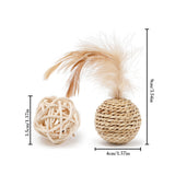 2pcs Cat Toy Pet Rattan Ball Cat Toy Funny Faux Feather Cat Bell Ball Kitten Playing Interactive Ball Toys for Cats