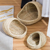 Pet Rabbit Hamster Natural Grass Woven Slipper Shape Warm Nest Bed Molar Toy Light Small Animal Storage Box Cages Accessories