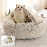 Dog Bed Round Plush Cat Warm Bed House Soft Long Plush Pet Dog Bed For Small Dogs Cat Nest 2 In 1 Cat Bed Cushion Sleeping Sofa