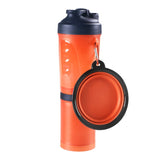 Portable 2 in 1 Pet Folding Water Bottle Food Container With Folding Silicone Pet Bowl Outdoor Travel Dog Cat Feeder Cup Bowl