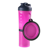 Portable 2 in 1 Pet Folding Water Bottle Food Container With Folding Silicone Pet Bowl Outdoor Travel Dog Cat Feeder Cup Bowl