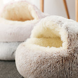Dog Bed Round Plush Cat Warm Bed House Soft Long Plush Pet Dog Bed For Small Dogs Cat Nest 2 In 1 Cat Bed Cushion Sleeping Sofa