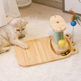 Wooden Cat Scratching Post Sisal Scratcher Toy with 2/3 Layer Tracks Spinning Cat ToysTurntable with Interactive Balls