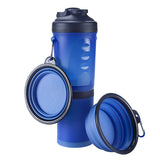 Portable 2 in 1 Pet Folding Water Bottle Food Container With Folding Silicone Pet Bowl Outdoor Travel Dog Cat Feeder Cup Bowl