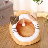 Cat Bed Dog House Cozy Calming Foldable Fleece Tent Cave Nest Hood Beds for Small Medium Pets Washable Warming Sleeping Kennel