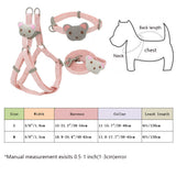 Soft Dog Harness Leash Collar Set Adjustable Cartoons Bear Dog Harness for Small Medium Pets Cat Collar Leash Outdoor Walking