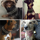 2" Wide Pet Dog Bandana Collars Leather Spiked Studded Pet Dog Collar Scarf Neckerchief  Fit For Medium Large Dogs Pitbull Boxer