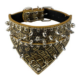 2" Wide Pet Dog Bandana Collars Leather Spiked Studded Pet Dog Collar Scarf Neckerchief  Fit For Medium Large Dogs Pitbull Boxer