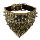2" Wide Pet Dog Bandana Collars Leather Spiked Studded Pet Dog Collar Scarf Neckerchief  Fit For Medium Large Dogs Pitbull Boxer