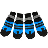 4pcs No-Slip Dog Shoes Rain Wear Waterproof Reflective Boots Paw Protector Outdoor Sock for Medium Large Dogs Rose Blue