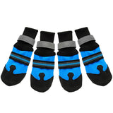 4pcs No-Slip Dog Shoes Rain Wear Waterproof Reflective Boots Paw Protector Outdoor Sock for Medium Large Dogs Rose Blue