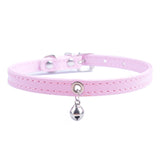 Cute Cat Collar Solid Faux Leather Adjustable Pet Collars With Bell Cats Products For Pets Red Blue Brown Pink Size XS S M