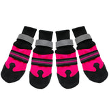 4pcs No-Slip Dog Shoes Rain Wear Waterproof Reflective Boots Paw Protector Outdoor Sock for Medium Large Dogs Rose Blue