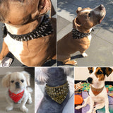 2" Wide Pet Dog Bandana Collars Leather Spiked Studded Pet Dog Collar Scarf Neckerchief  Fit For Medium Large Dogs Pitbull Boxer