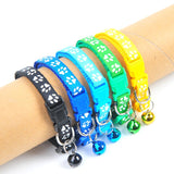 Colorful Cute Bell Collar Adjustable Buckle Cat Collar Pet Supplies Footprint Personalized Kitten Collar Small Dog Accessories