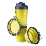 Portable 2 in 1 Pet Folding Water Bottle Food Container With Folding Silicone Pet Bowl Outdoor Travel Dog Cat Feeder Cup Bowl