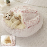 Dog Bed Round Plush Cat Warm Bed House Soft Long Plush Pet Dog Bed For Small Dogs Cat Nest 2 In 1 Cat Bed Cushion Sleeping Sofa