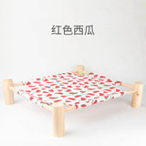 Elevated Cat Bed House Cat Hammocks Bed Wood Canvas Cat Lounge Bed for Small Rabbit Cats Dogs Durable Canvas Pet House Supplies