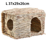 Foldable Woven Grass Pet Rabbit Hamster Guinea Pig Cage Nests House Chew Toy MJ72811