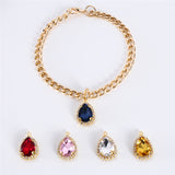 S-L Chic Crystal Pendant Pet Collar Fashion Holiday Party Collars For Pets Gold Color Chain Cats Puppy Dogs Supplies Accessories