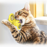 Funny Cat Toy Spinning Windmill with LED Ball ＆Catnip Scratch Hair Brush Intelligence Training Suction Cup Cats Spinner Toy