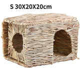 Foldable Woven Grass Pet Rabbit Hamster Guinea Pig Cage Nests House Chew Toy MJ72811